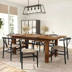 Merrick Lane Set of 2 Stack Dining Chairs with Y-Back Style Design, Solid Wood Frames, Woven Kraft Paper Rope Seats