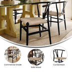Merrick Lane Set of 2 Stack Dining Chairs with Y-Back Style Design, Solid Wood Frames, Woven Kraft Paper Rope Seats