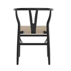 Merrick Lane Set of 2 Stack Dining Chairs with Y-Back Style Design, Solid Wood Frames, Woven Kraft Paper Rope Seats