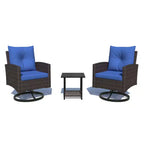 EROMMY 3-piece Outdoor Swivel Rocker Patio Chairs Set, Rattan Patio Bistro Set With 2 Rocking Chairs And 1 Coffee Table, Comfortable Cushions