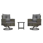 EROMMY 3-piece Outdoor Swivel Rocker Patio Chairs Set, Rattan Patio Bistro Set With 2 Rocking Chairs And 1 Coffee Table, Comfortable Cushions
