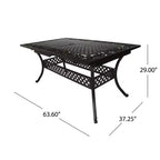Christopher Knight Home McMillan Outdoor 81 Cast Aluminum Expandable Dining Table, Shiny Copper