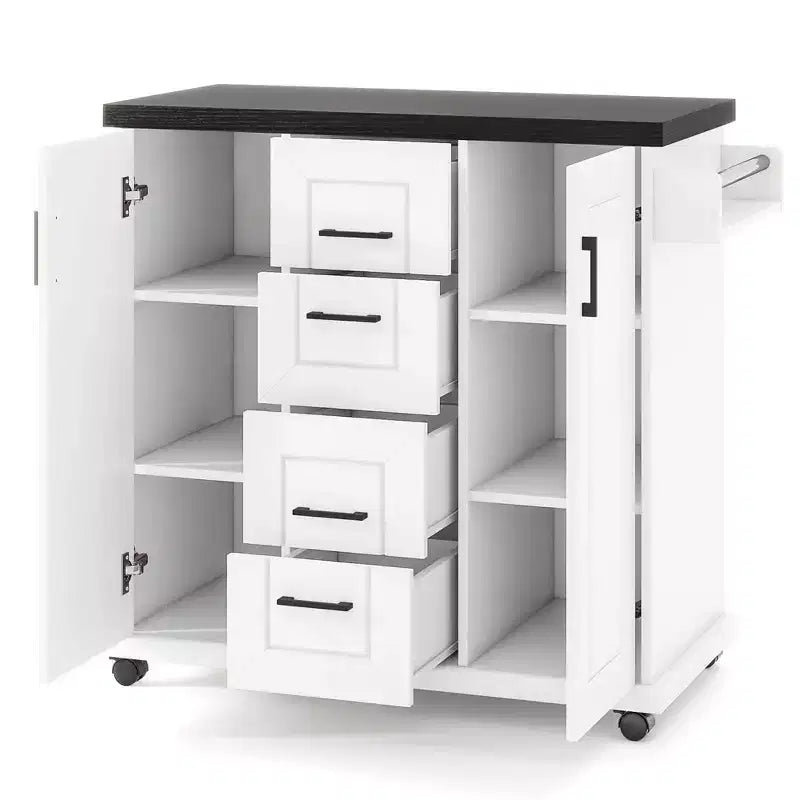 Costway Rolling Kitchen Island Cart on Wheels Mobile Serving Utility Trolley Cart