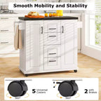 Costway Rolling Kitchen Island Cart on Wheels Mobile Serving Utility Trolley Cart