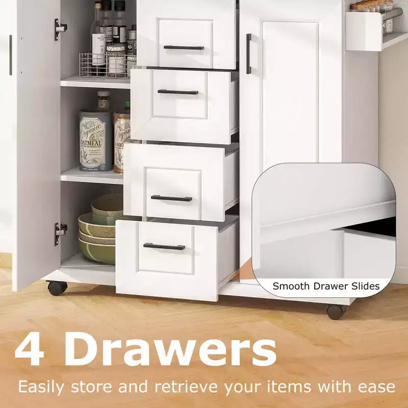 Costway Rolling Kitchen Island Cart on Wheels Mobile Serving Utility Trolley Cart