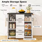 Costway Rolling Kitchen Island Cart on Wheels Mobile Serving Utility Trolley Cart
