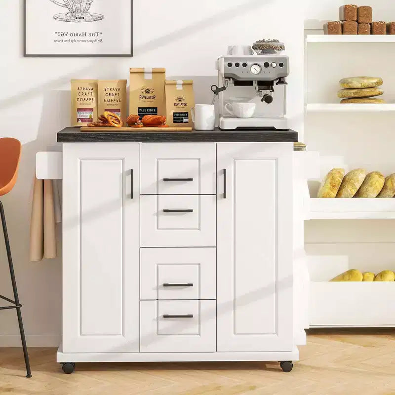 Costway Rolling Kitchen Island Cart on Wheels Mobile Serving Utility Trolley Cart