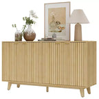 HOMCOM Fluted Buffet Cabinet with Storage, 55 Modern Sideboard Storage Cabinet with 4 Doors, 2 Adjustable Shelves and 5 Wood Legs