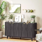 HOMCOM Fluted Buffet Cabinet with Storage, 55 Modern Sideboard Storage Cabinet with 4 Doors, 2 Adjustable Shelves and 5 Wood Legs