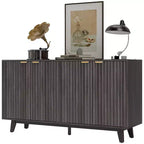 HOMCOM Fluted Buffet Cabinet with Storage, 55 Modern Sideboard Storage Cabinet with 4 Doors, 2 Adjustable Shelves and 5 Wood Legs
