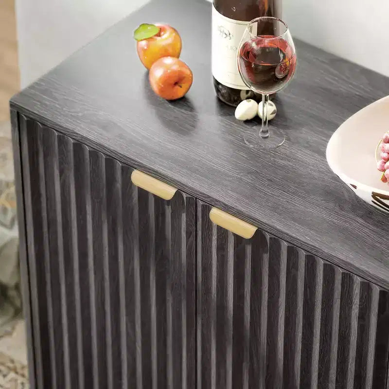 HOMCOM Fluted Buffet Cabinet with Storage, 55 Modern Sideboard Storage Cabinet with 4 Doors, 2 Adjustable Shelves and 5 Wood Legs