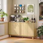 HOMCOM Fluted Buffet Cabinet with Storage, 55 Modern Sideboard Storage Cabinet with 4 Doors, 2 Adjustable Shelves and 5 Wood Legs