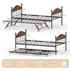Twin Daybed with Trundle  Stylish Metal Sofa Bed Frame, Pop-Up Trundle, Perfect for Any Space