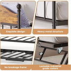 Twin Daybed with Trundle  Stylish Metal Sofa Bed Frame, Pop-Up Trundle, Perfect for Any Space