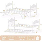 Twin Daybed with Trundle  Stylish Metal Sofa Bed Frame, Pop-Up Trundle, Perfect for Any Space