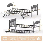 Twin Daybed with Trundle  Stylish Metal Sofa Bed Frame, Pop-Up Trundle, Perfect for Any Space