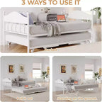 Twin Daybed with Trundle  Stylish Metal Sofa Bed Frame, Pop-Up Trundle, Perfect for Any Space
