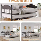 Twin Daybed with Trundle  Stylish Metal Sofa Bed Frame, Pop-Up Trundle, Perfect for Any Space