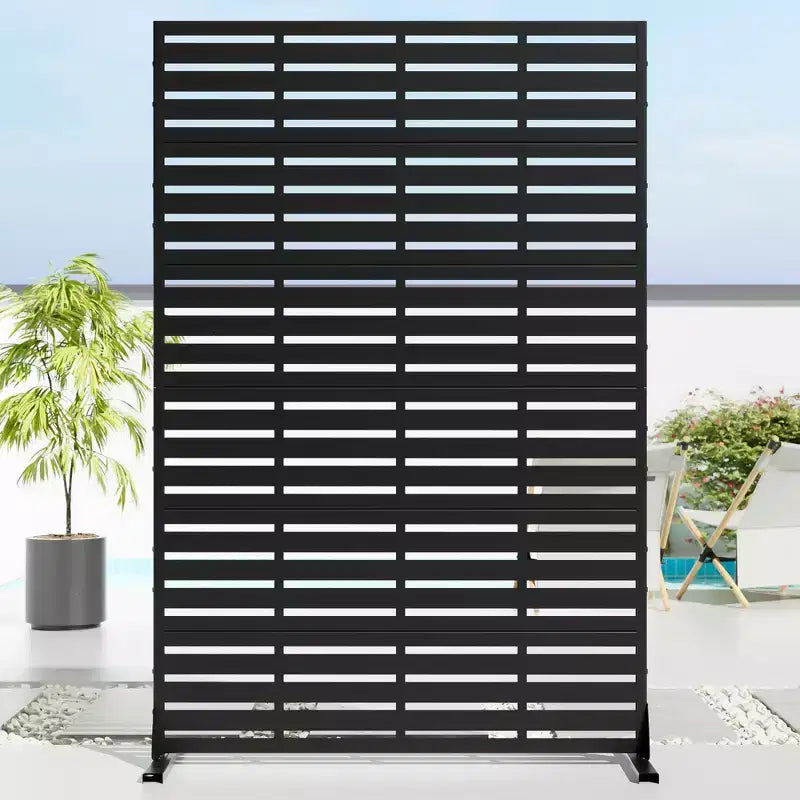 72 H47W Dovelina Black Metal Planter Box with Trellis Privacy Screen for Caf Patio,Garden & Balconies