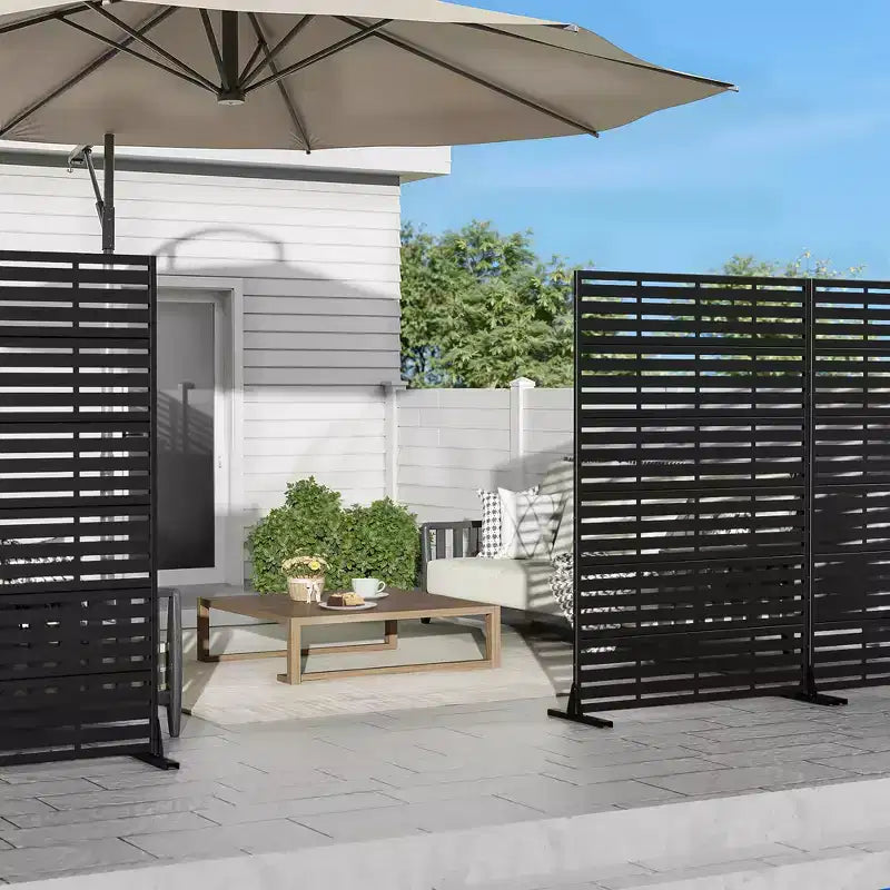 72 H47W Dovelina Black Metal Planter Box with Trellis Privacy Screen for Caf Patio,Garden & Balconies