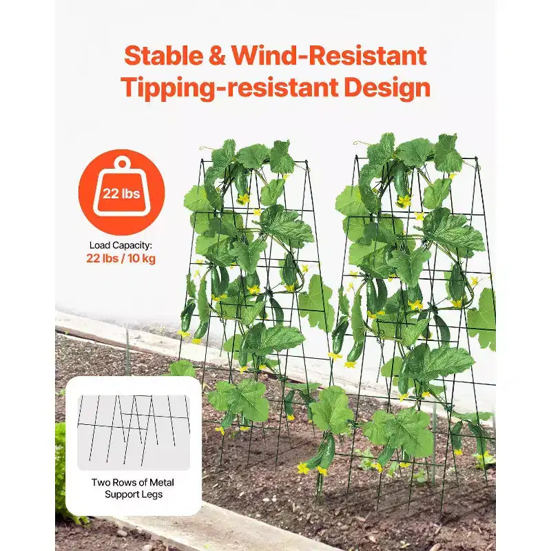 VEVOR Cucumber Trellis for Climbing Plants, 39 x 32 Foldable Cucumber Trellis Set with Twist Ties, Metal Garden Trellis for Raised Bed