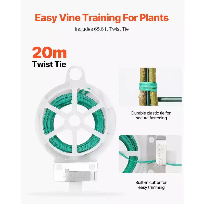 VEVOR Cucumber Trellis for Climbing Plants, 39 x 32 Foldable Cucumber Trellis Set with Twist Ties, Metal Garden Trellis for Raised Bed