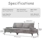 ATJafurn Sectional Sofa Couch 116 Inch Oversized Grey Corduroy 4 Seater Modern Modular Armless Sleeper with Removable Pillows For Living Room