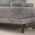 ATJafurn Sectional Sofa Couch 116 Inch Oversized Grey Corduroy 4 Seater Modern Modular Armless Sleeper with Removable Pillows For Living Room