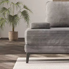 ATJafurn Sectional Sofa Couch 116 Inch Oversized Grey Corduroy 4 Seater Modern Modular Armless Sleeper with Removable Pillows For Living Room