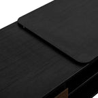 Extendable Coffee Table Cocktail Table Adjustable Wood Center Table Side Table with 2 Storage Drawers, Black+Walnut Brown-ModernLuxe