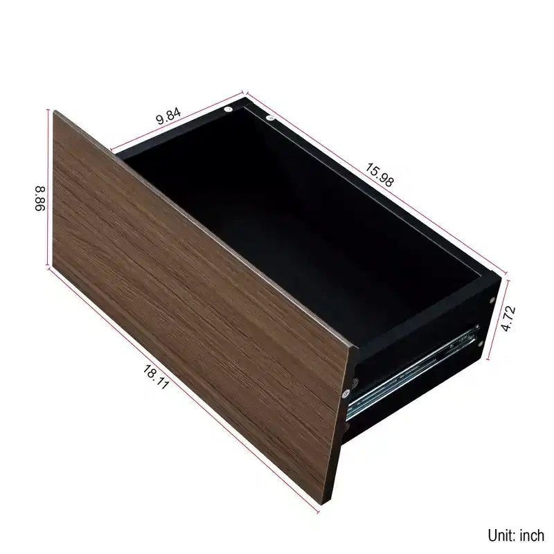 Extendable Coffee Table Cocktail Table Adjustable Wood Center Table Side Table with 2 Storage Drawers, Black+Walnut Brown-ModernLuxe