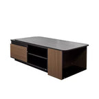 Extendable Coffee Table Cocktail Table Adjustable Wood Center Table Side Table with 2 Storage Drawers, Black+Walnut Brown-ModernLuxe