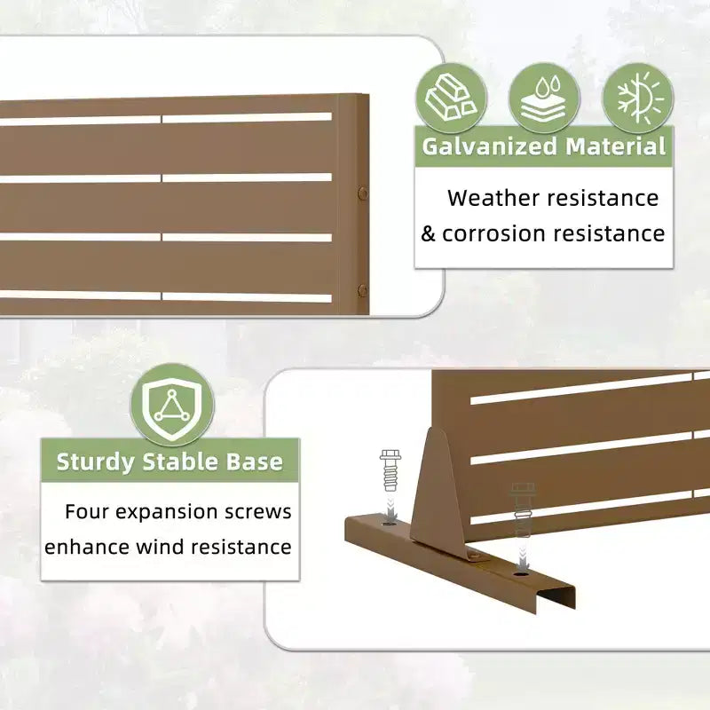PexFix 72 in. x 47 in. Outdoor Privacy Rectangle Screen Galvanized Steel Panel Divider in Brown