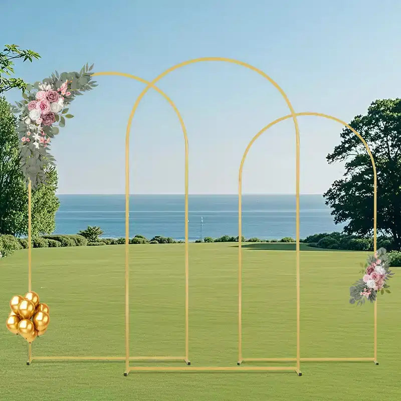 VEVOR Wedding Arch Backdrop Stand, Set of 3, Metal Stable Stand with Case Connection & Chassis Crossbar Design