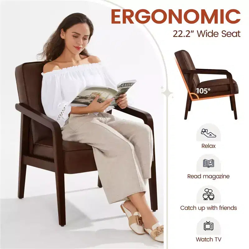 Yaheetech Set of 2 Extra-Wide Faux Leather Lounge Chair