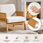 Yaheetech Set of 2 Upholstered Accent Chairs with Rattan Sides for Living Rooms, Bedrooms
