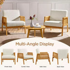 Yaheetech Set of 2 Upholstered Accent Chairs with Rattan Sides for Living Rooms, Bedrooms