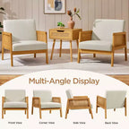 Yaheetech Set of 2 Upholstered Accent Chairs with Rattan Sides for Living Rooms, Bedrooms
