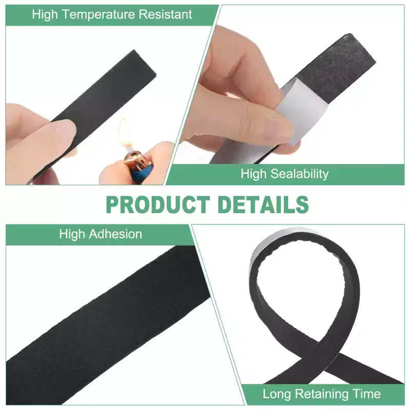 Unique Bargains High Temp Self Stick Heat Resistant BBQ Gasket Tape Grill Gasket Black White 1 PC 0.8 x 0.2, 16.5FT