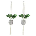 Unique Bargains Cotton Hanging Macrame Wood Plant Hangers 39.4 x 11.8 Inch White 2 Pcs