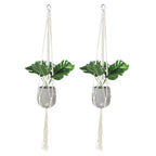 Unique Bargains Cotton Hanging Macrame Wood Plant Hangers 39.4 x 11.8 Inch White 2 Pcs