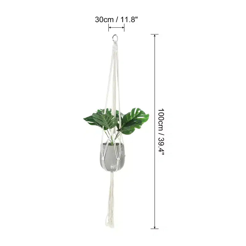 Unique Bargains Cotton Hanging Macrame Wood Plant Hangers 39.4 x 11.8 Inch White 2 Pcs