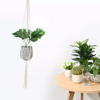 Unique Bargains Cotton Hanging Macrame Wood Plant Hangers 39.4 x 11.8 Inch White 2 Pcs