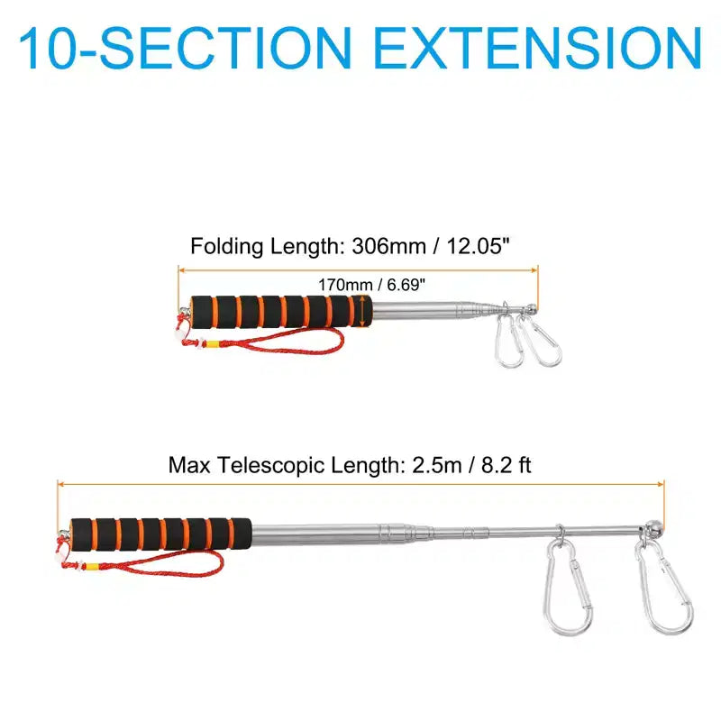 Unique Bargains Stainless Steel Plastic Portable Versatile Flag Pole 8.2 Feet Orange 1 Pc