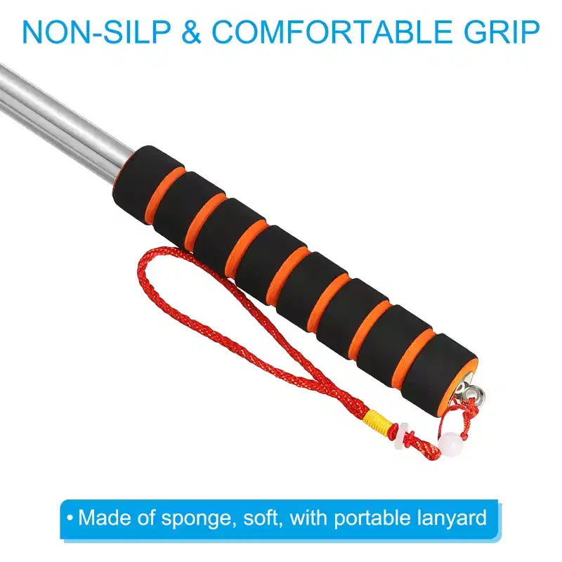 Unique Bargains Stainless Steel Plastic Portable Versatile Flag Pole 8.2 Feet Orange 1 Pc