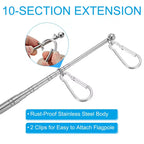 Unique Bargains Stainless Steel Plastic Portable Versatile Flag Pole 8.2 Feet Orange 1 Pc