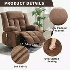 Heated Massage Recliner Chair  Oversized Rocker w/Remote, 3-Position Adjustable, Cup Holders & Lumbar Support for Big & Tall