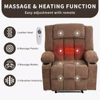 Heated Massage Recliner Chair  Oversized Rocker w/Remote, 3-Position Adjustable, Cup Holders & Lumbar Support for Big & Tall