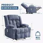 Heated Massage Recliner Chair  Oversized Rocker w/Remote, 3-Position Adjustable, Cup Holders & Lumbar Support for Big & Tall