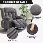 Heated Massage Recliner Chair  Oversized Rocker w/Remote, 3-Position Adjustable, Cup Holders & Lumbar Support for Big & Tall